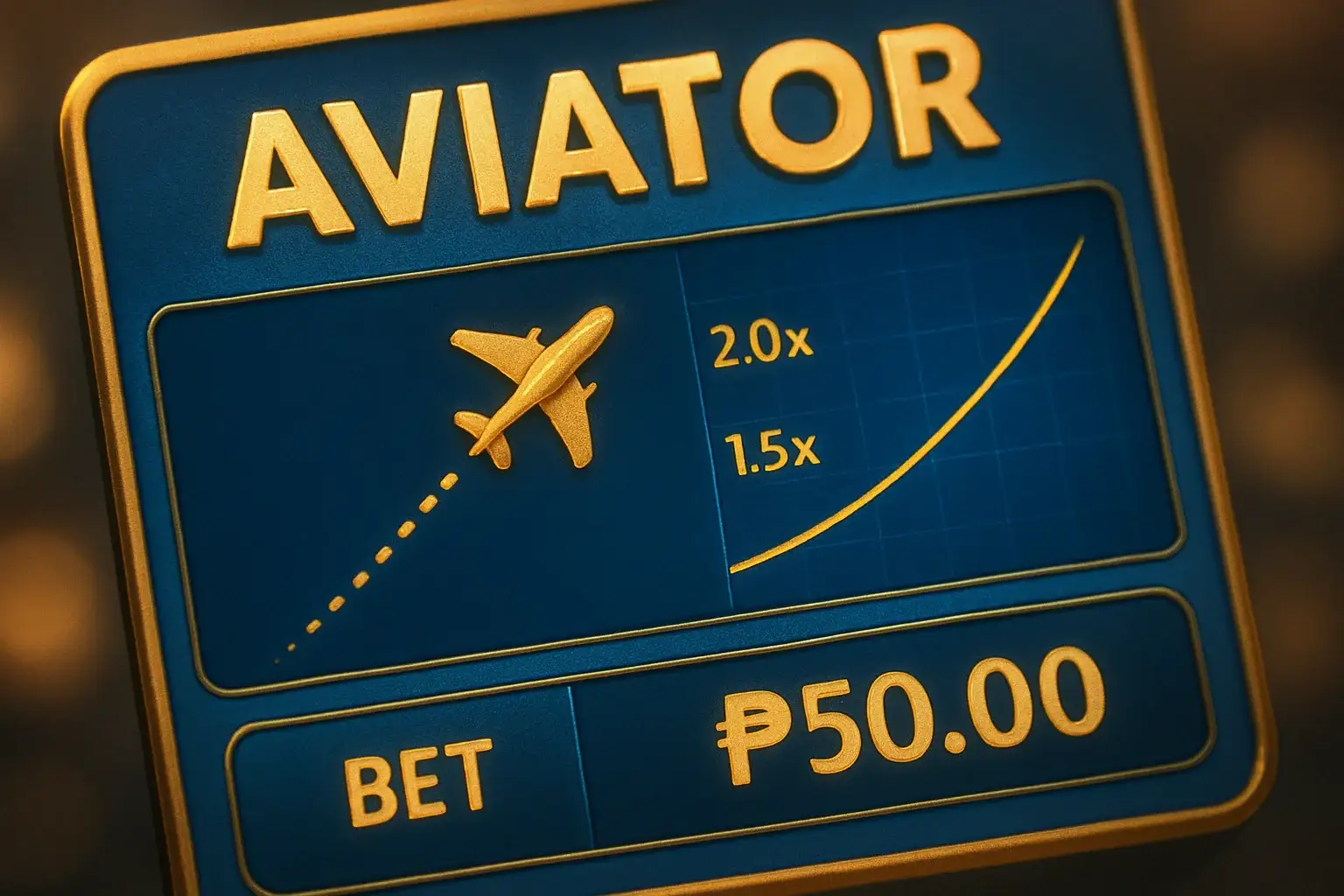 Close-up aviator crash game UI with plane trajectory, multiplier graph, and PHP bets